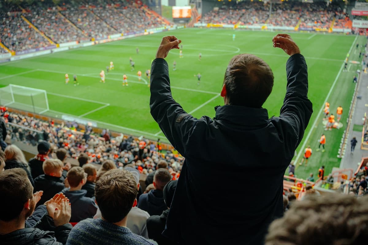 A Charlton Athletic fan jeering at away fans